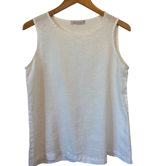 Women's White Linen Minimalist Tank Lagenlook Size Medium Pre-Loved Condition - Picture 1 of 5